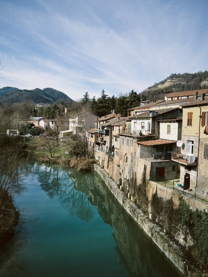 View of Mercato Saraceno with the Savio River.