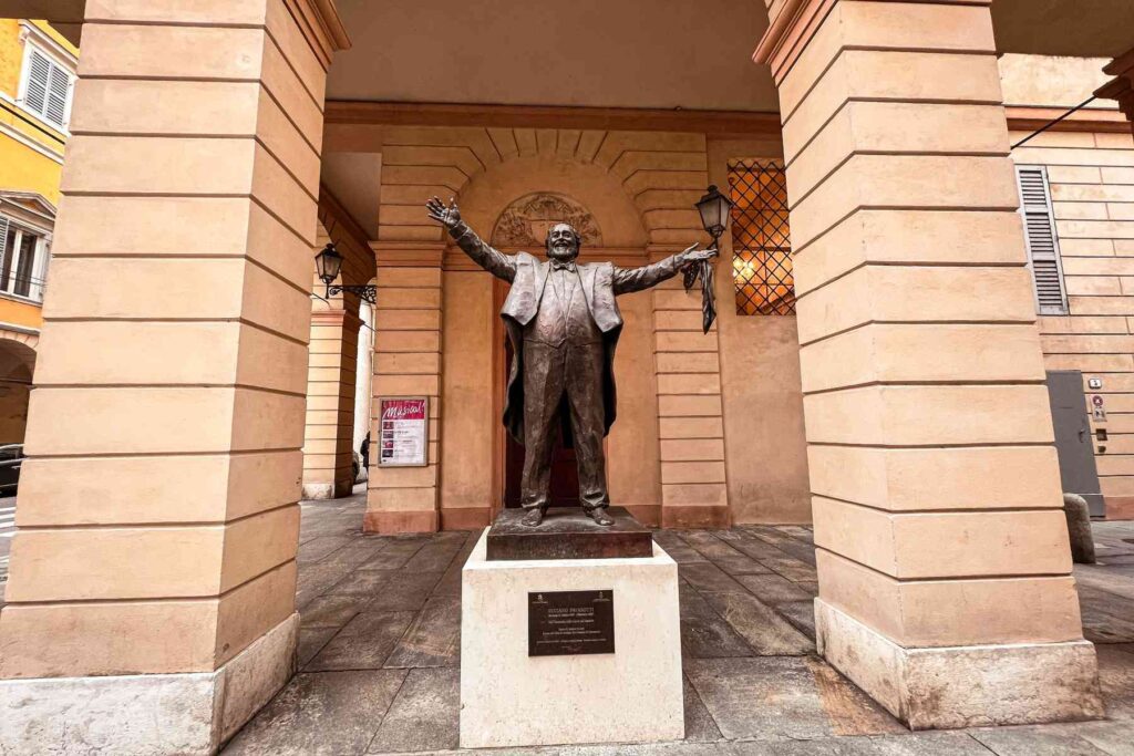 Luciano Pavarotti statue outside Teatro Comunale in Modena