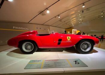Red Ferrari 750 Monza at Museo Enzo Ferrari in Modena