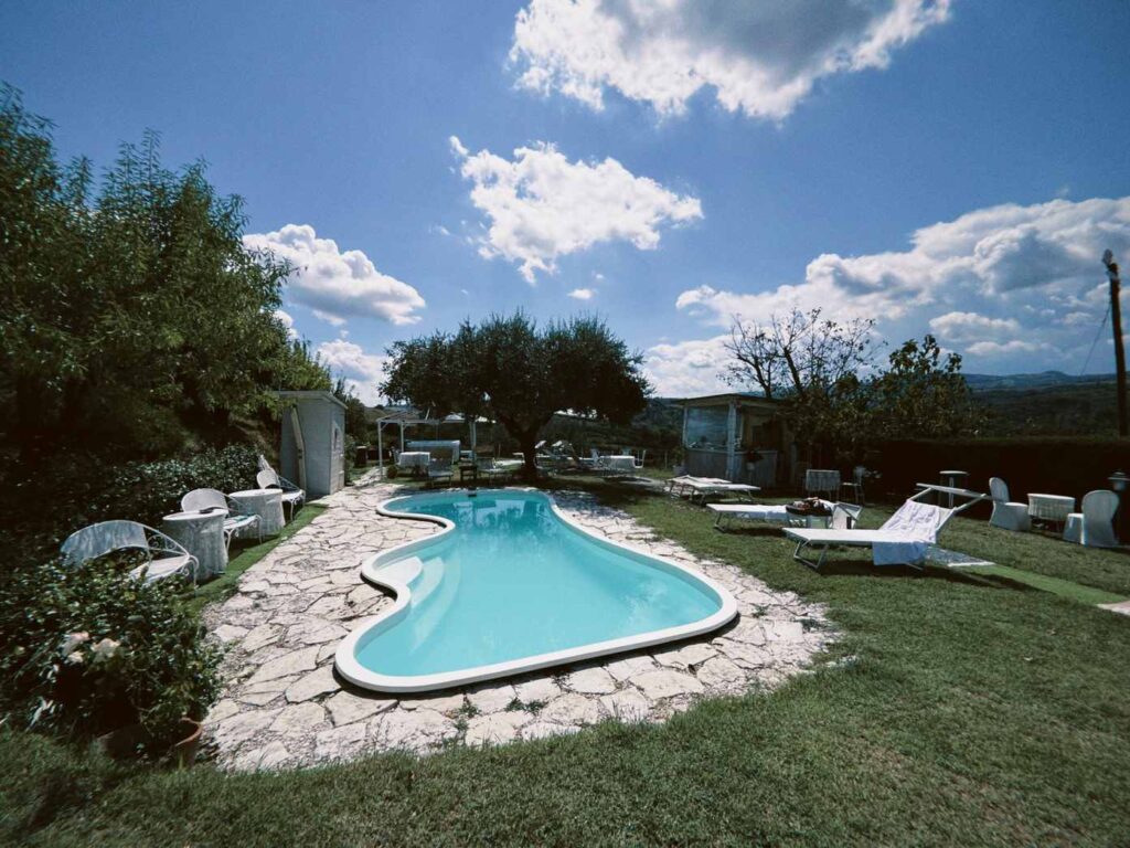Countryside swimming pool at Italian agriturismo