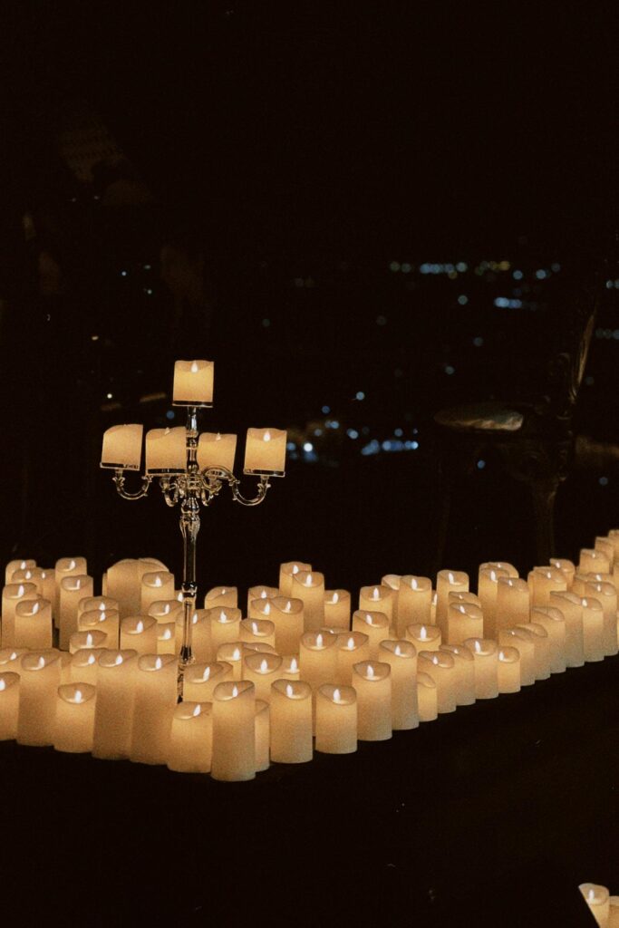 Candlelit outdoor evening event in Italy