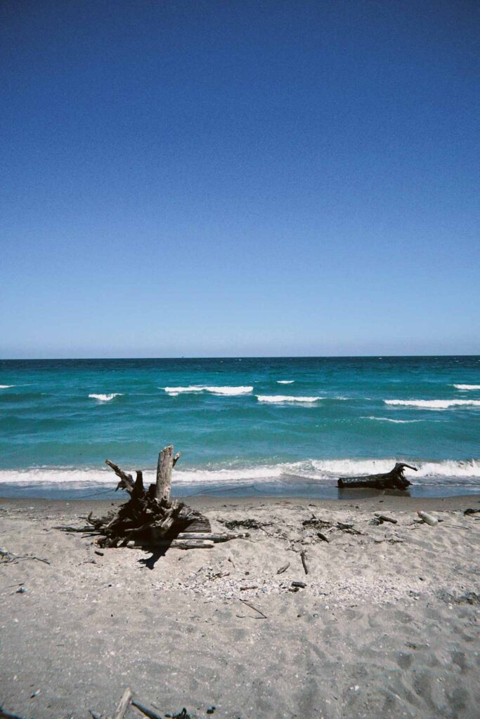 Quiet beach on the Italian coast for outdoor activities