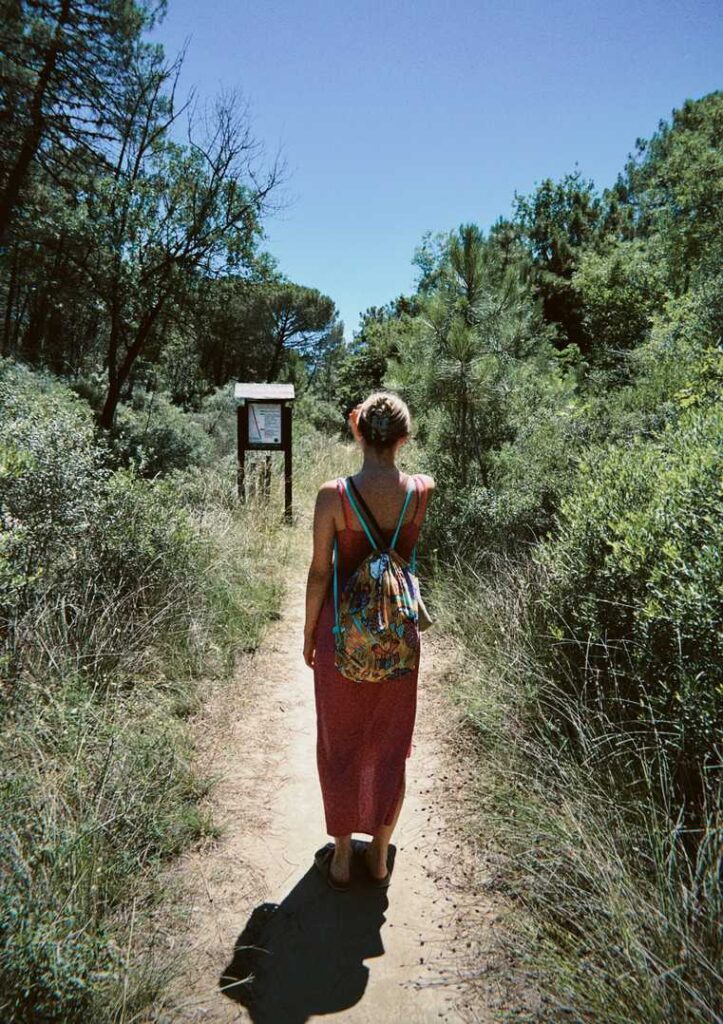 Hiking trail through coastal nature in Italy